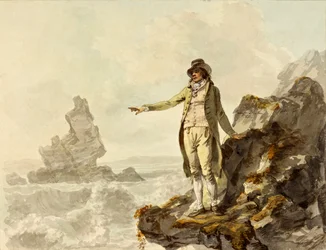 スタックポールの景観案内人がスタック・ロックを指し示す、ペンブルックシャー、1793年